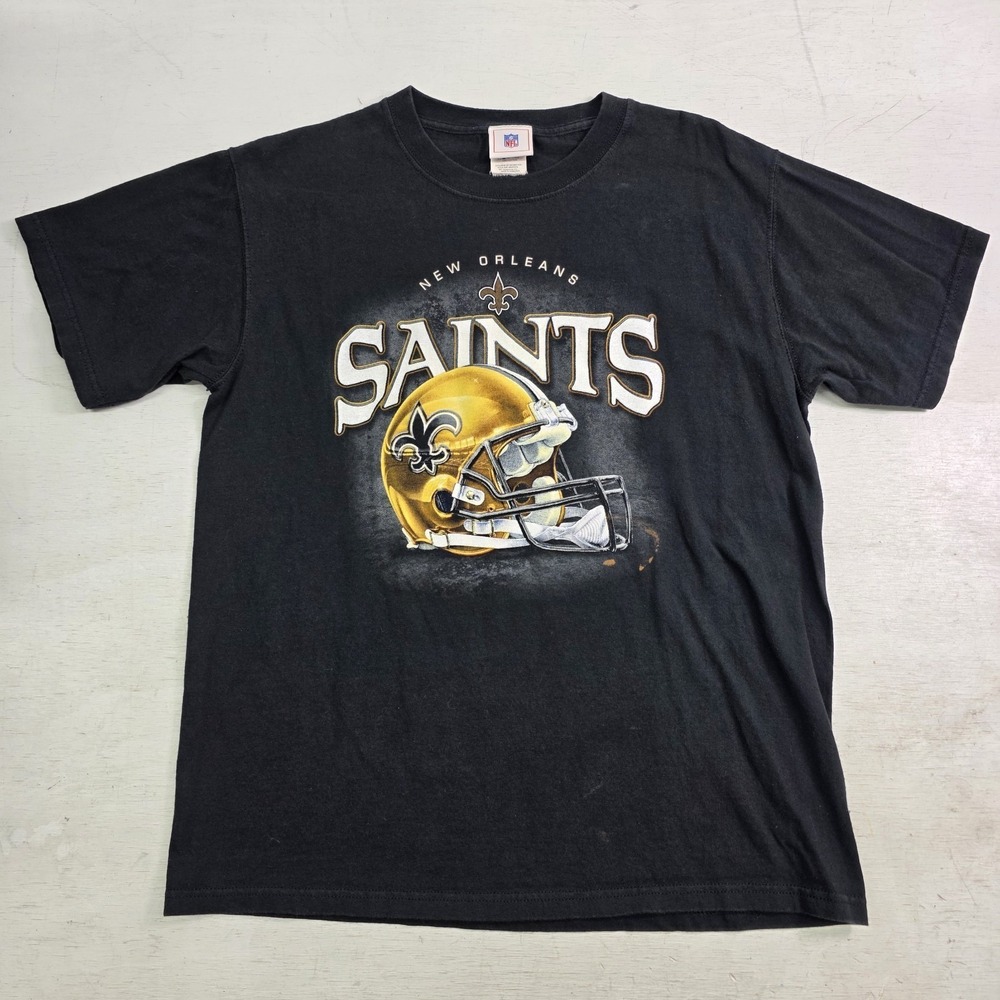 Vintage Y2K New Orleans Saints NFL Football T Shirt Black Helmet Graphic Mens L‎